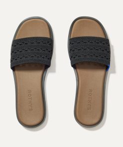 The Slide Sandal - Black Crochet