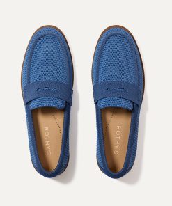 The Penny Loafer - Blue Raffia-Knit