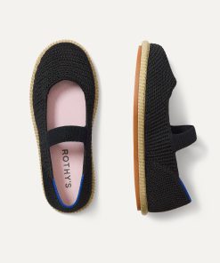The Mini Mary Jane (for Kids) - Black Raffia-Knit